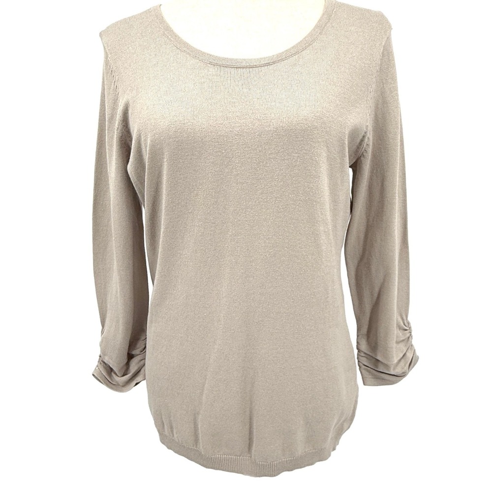 Dressbarn Womens Sweater S Taupe‎ Minimalist Career Wardrobe Staple Neutral NWT
